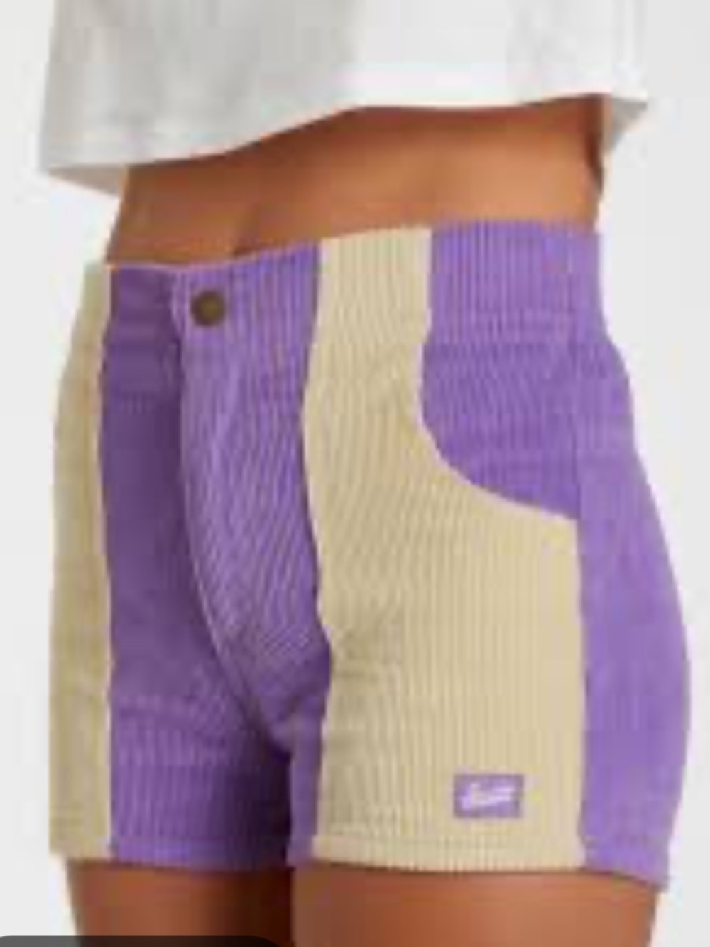 My Hammies Retro 70s Two-Tone Lavender and Cream Corduroy Short. Worn once.